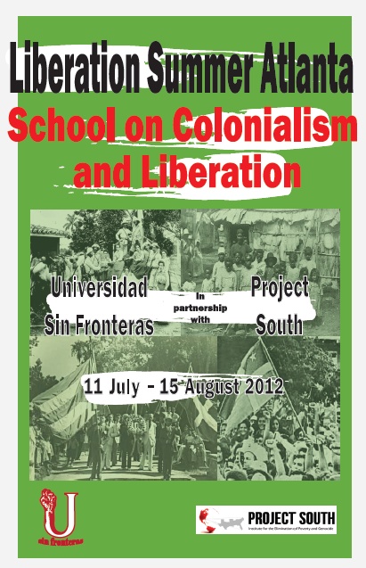 Poster – 2012 Liberation Summer in Atlanta – School on Colonialism and Liberation